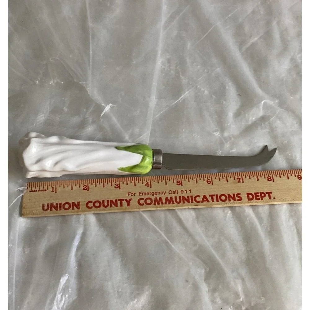 Wedding Cake Server & Knife Set Rose Bud Handles White Floral‎ Keepsake Cottage